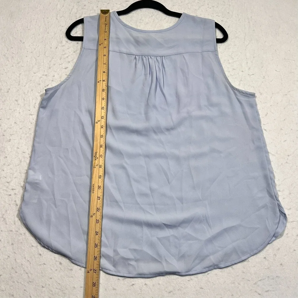 J. Crew Top Sleeveless Blouse Tuxedo Lightweight Blue Women's Large‎